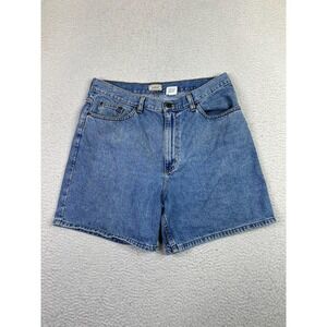 L.L.Bean Shorts Womens 14 Blue Denim Jean High Rise Zip Fly 5 Pocket Cotton